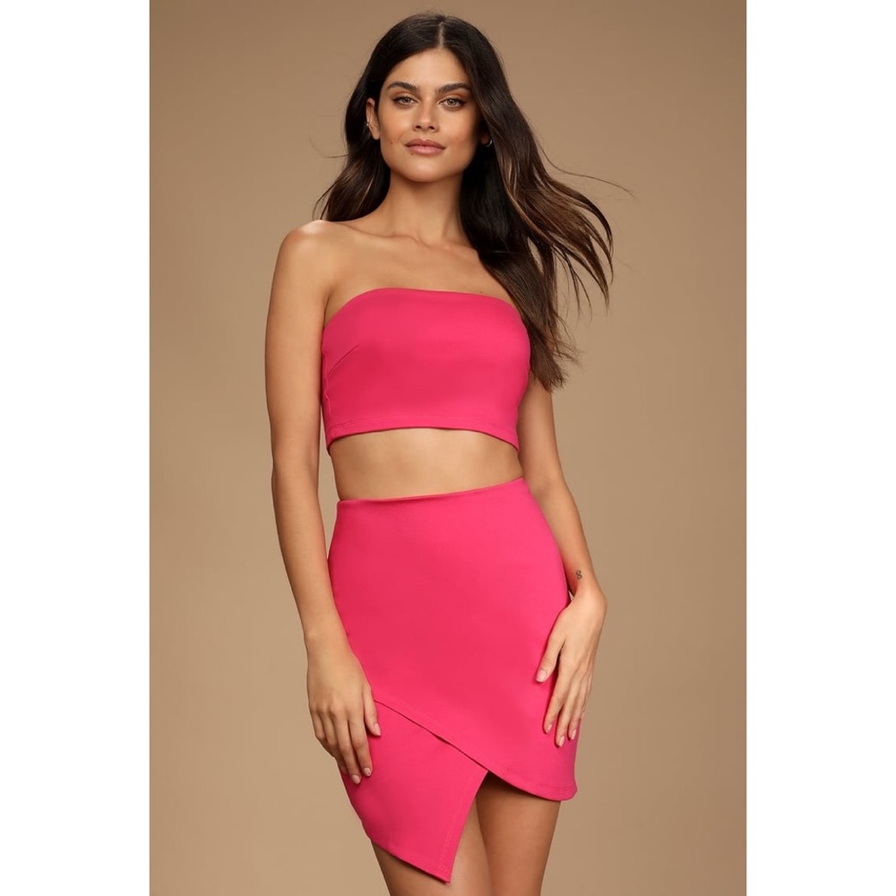 Party of Two Hot Pink Strapless Two-Piece Mini Dress